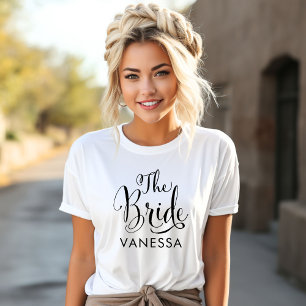 The Bride Black Script Personalisiert Wedding T-Shirt