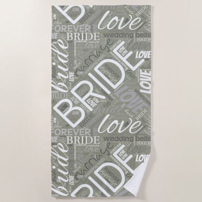 The Bride Word Cloud White ID253 Strandtuch (Vorderseite)