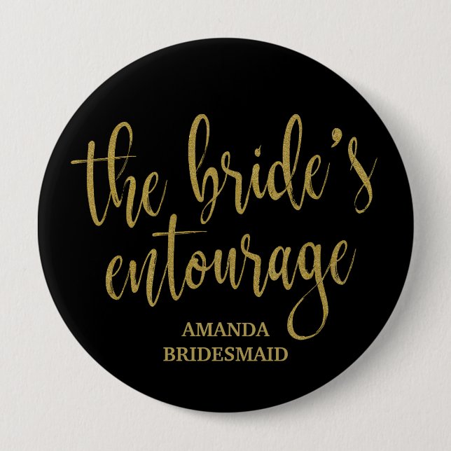 The Bride's Entourage Gold Glitzer Bachelorette Button (Vorderseite)