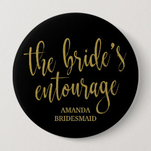 The Bride's Entourage Gold Glitzer Bachelorette Button