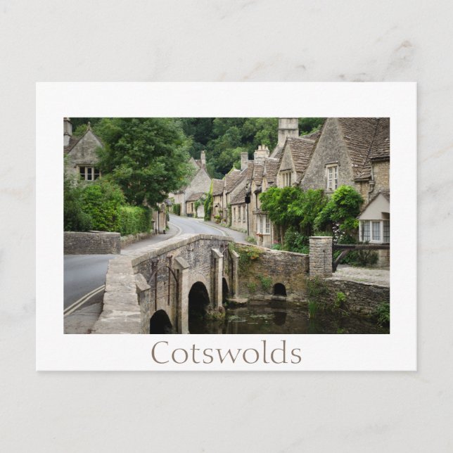 The bridge in Castle Combe, UK text postcard Postkarte (Vorderseite)