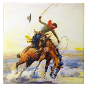 "The Bucker" Western Art von Charles M. Russell Fliese