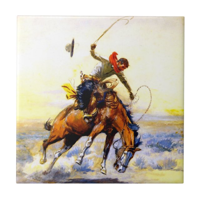 "The Bucker" Western Art von Charles M. Russell Fliese (Vorderseite)