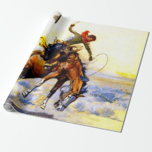 „The Bucker“ Western Art von Charles M. Russell Geschenkpapier