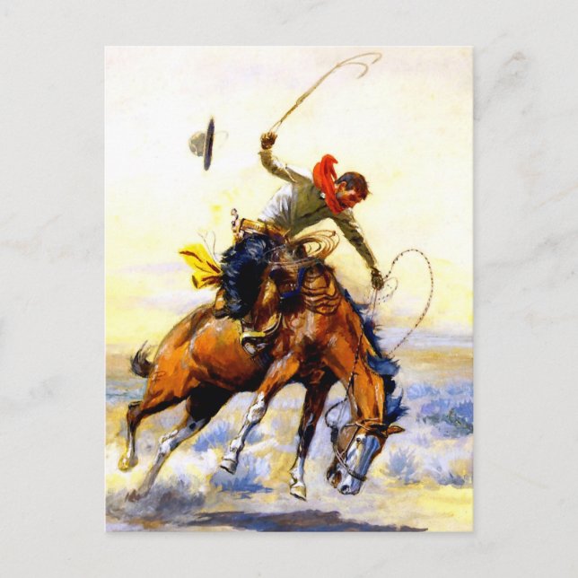 "The Bucker" Western Art von Charles M. Russell Postkarte (Vorderseite)