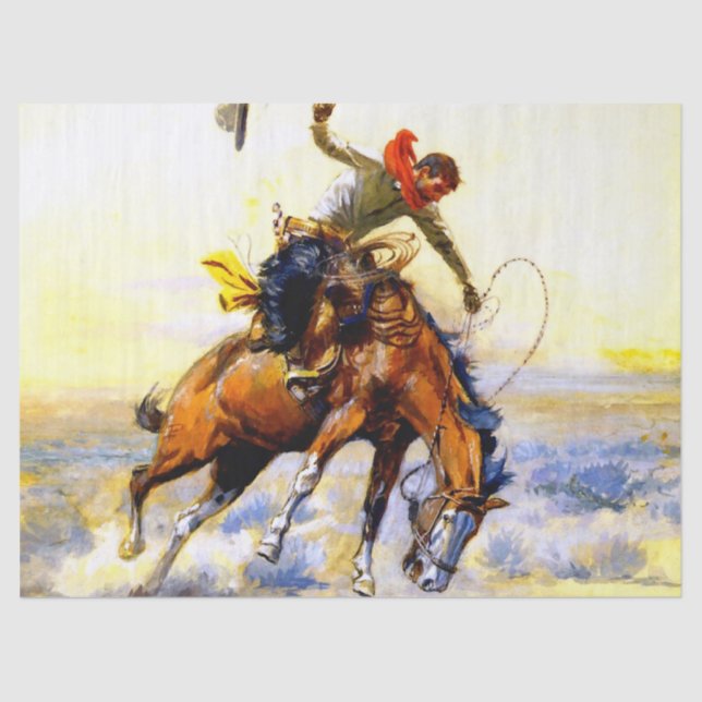 "The Bucker" Western Art von Charles M. Russell Seidenpapier (Vorderseite)