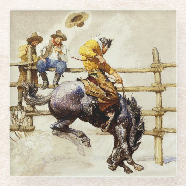 "The Bucking Bronco" von NC Wyeth Glasuntersetzer (Vorderseite)