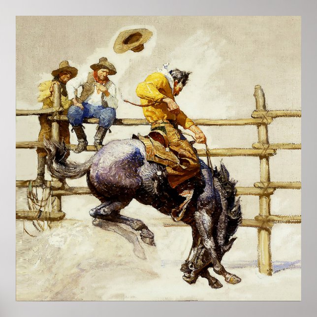 "The Bucking Bronco" von NC Wyeth Poster (Vorne)