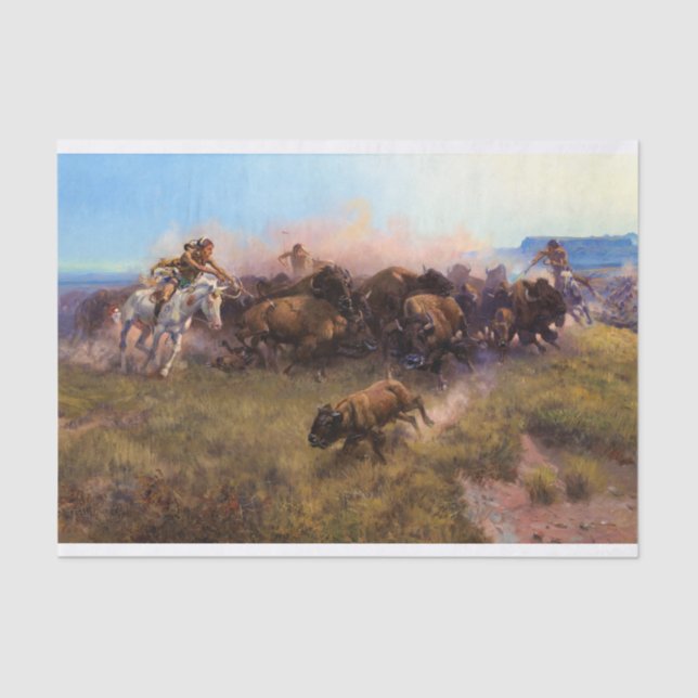 The Buffalo Hunt, No.39 von Charles M. Russell Seidenpapier (Vorderseite)