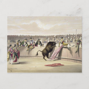 The Bull Leaping the Barriers, 1865 (Farbe litho) Postkarte