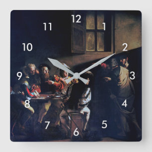 The Calling of Saint Matthew, Caravaggio Quadratische Wanduhr