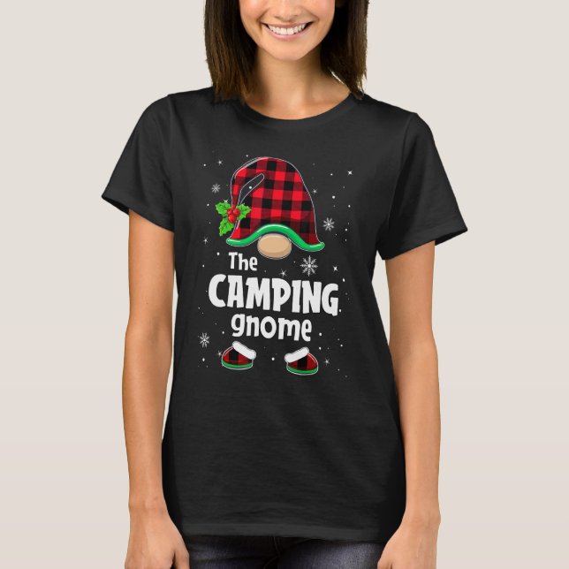 The Camping Gnome Buffalo Plaid Christmas Matching T-Shirt (Vorderseite)