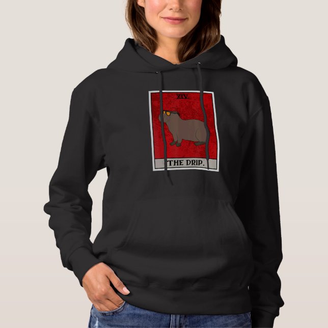 The Capybara Drip Tarot Card Semi Aquatic Big Rode Hoodie (Vorderseite)
