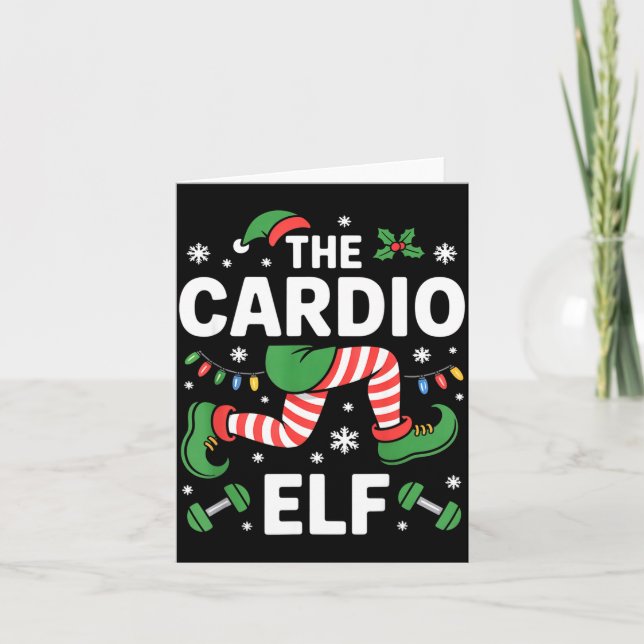 The Cardio Elf Funny Fitness Christmas Gym Workout Karte (Vorderseite)