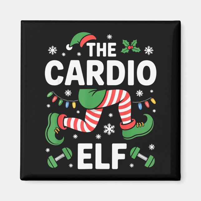The Cardio Elf Funny Fitness Christmas Gym Workout Magnet (Vorne)