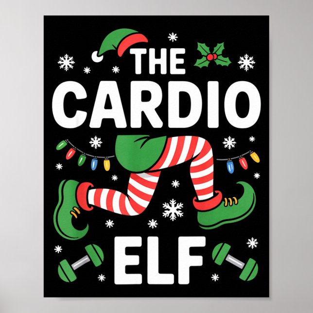 The Cardio Elf Funny Fitness Christmas Gym Workout Poster (Vorne)