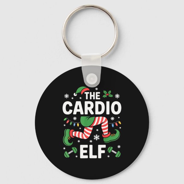 The Cardio Elf Funny Fitness Christmas Gym Workout Schlüsselanhänger (Vorderseite)