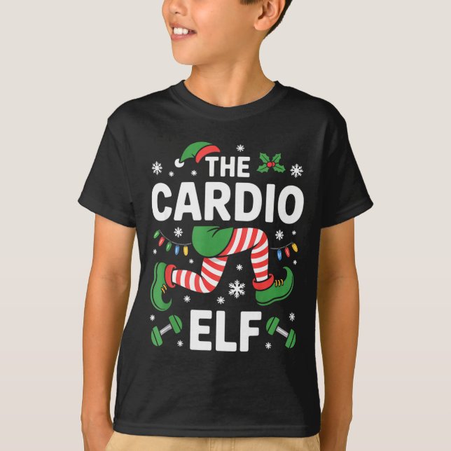 The Cardio Elf Funny Fitness Christmas Gym Workout T-Shirt (Vorderseite)