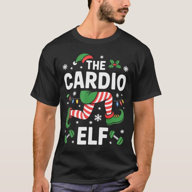 The Cardio Elf Funny Fitness Christmas Gym Workout T-Shirt (Vorderseite)