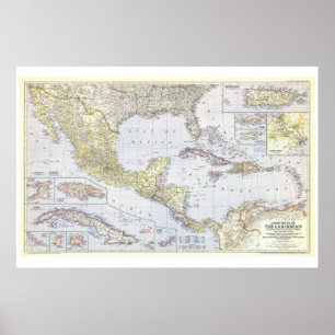 " The Caribbean: 1947 And Countries MAP ... Poster