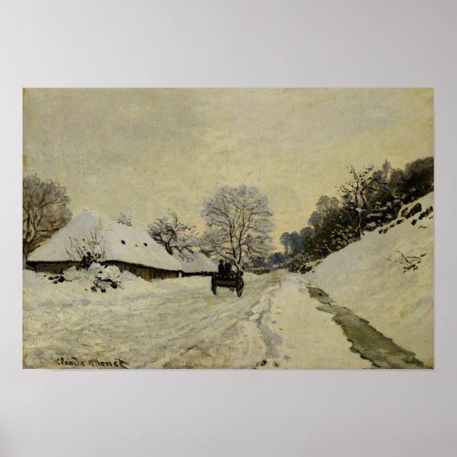 The Cart, oder Road under Snow at Honfleur, 1865 Poster (Vorne)