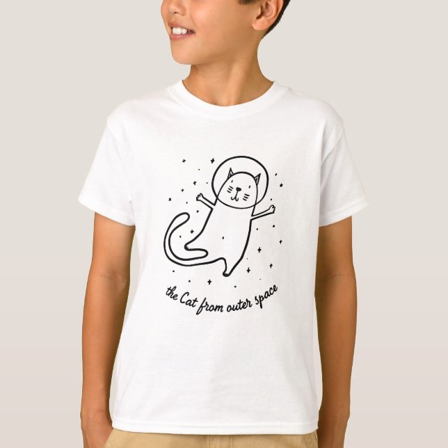 The Cat From Outer Space Funny Astronaut Kitty T-Shirt (Vorderseite)