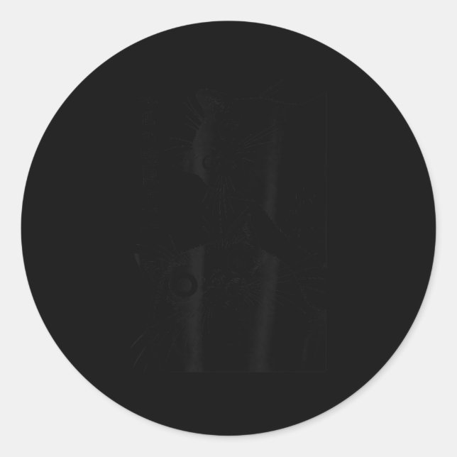 The Cat Is Watching Today Funny Japanese Black Cat Runder Aufkleber (Vorderseite)