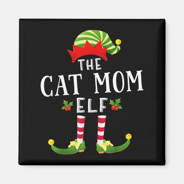 The Cat Mom Elf Christmas Matching Pajama Men Wome Magnet (Vorne)