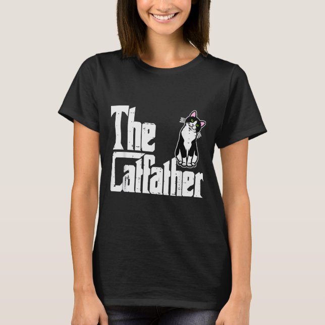 The Catfather Funny Kitten Cat Dad Fur Papa Daddy  T-Shirt (Vorderseite)
