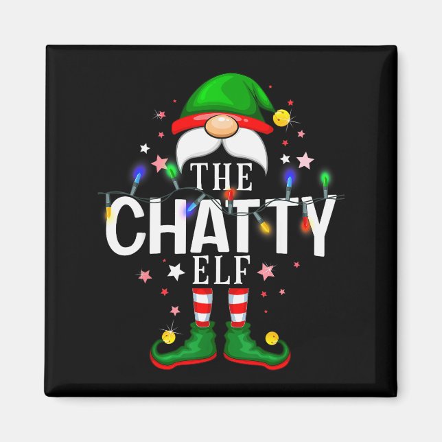 The Chatty Elf Christmas Family Pajama Party  Magnet (Vorne)