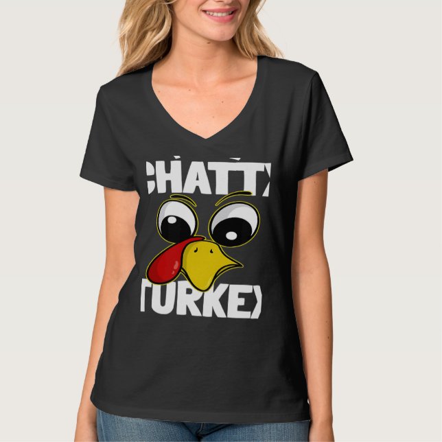 The Chatty Turkey Family Group Matching Thanksgivi T-Shirt (Vorderseite)