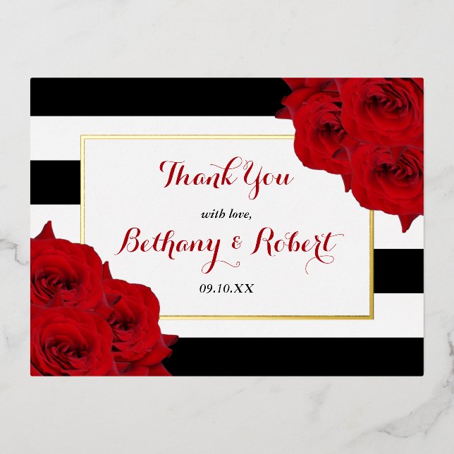 The Chic Modern Luxe Wedding Collection - Rote Ros Folie Einladungspostkarte (Vorderseite)