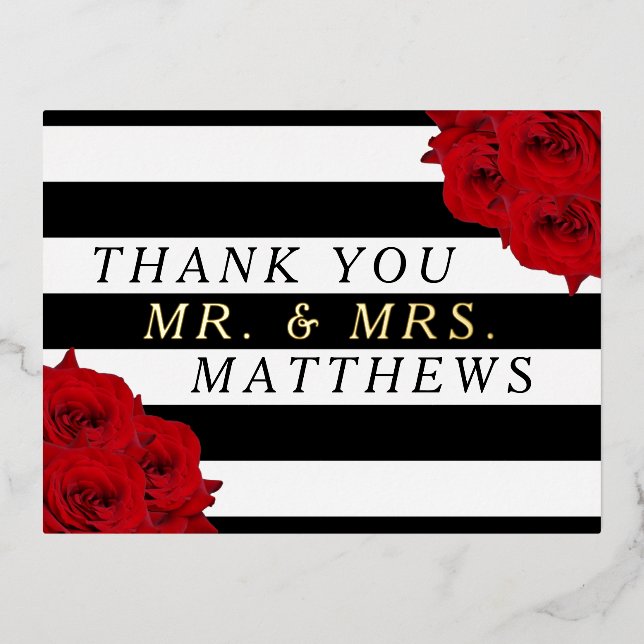 The Chic Modern Luxe Wedding Collection - Rote Ros Folie Einladungspostkarte (Vorderseite)