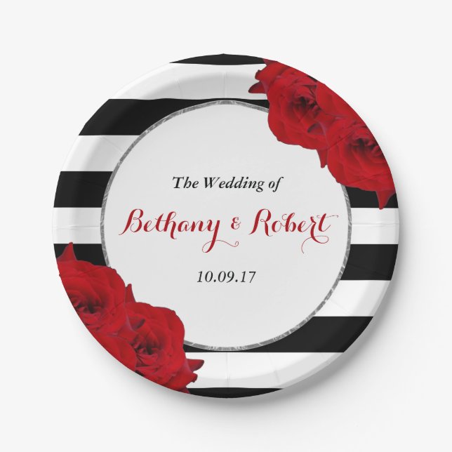 The Chic Modern Luxe Wedding Collection - Rote Ros Pappteller (Vorderseite)