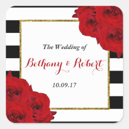 The Chic Modern Luxe Wedding Collection - Rote Ros Quadratischer Aufkleber