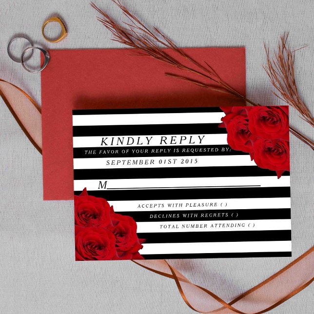 The Chic Modern Luxe Wedding Collection - Rote Ros RSVP Karte (Von Creator hochgeladen)