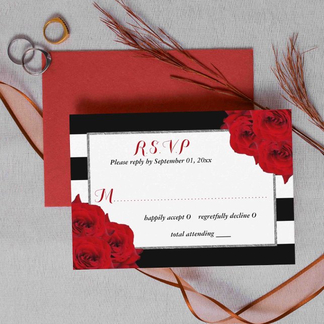 The Chic Modern Luxe Wedding Collection - Rote Ros RSVP Karte (Von Creator hochgeladen)