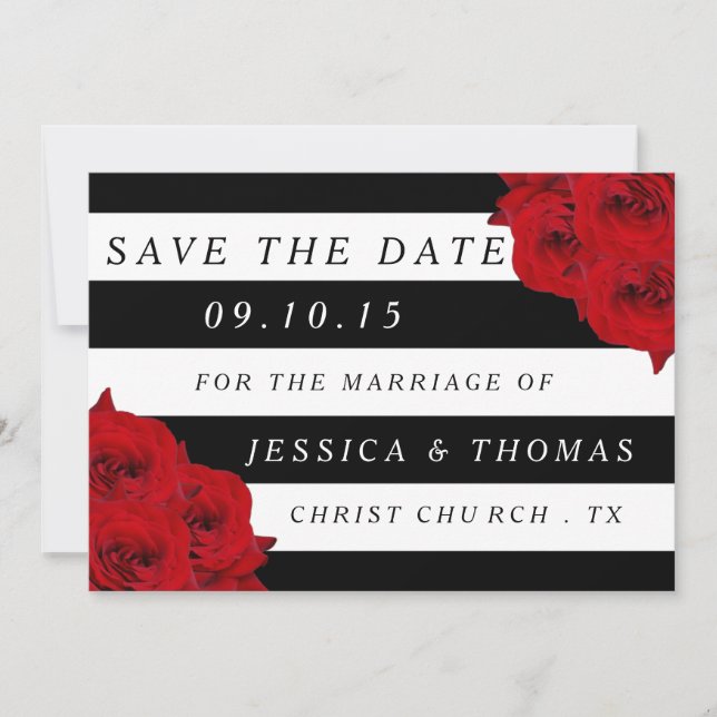 The Chic Modern Luxe Wedding Collection - Rote Ros Save The Date (Vorderseite)