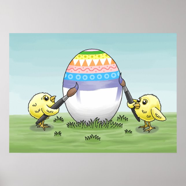 The chickens paint an Easter egg Poster (Vorne)