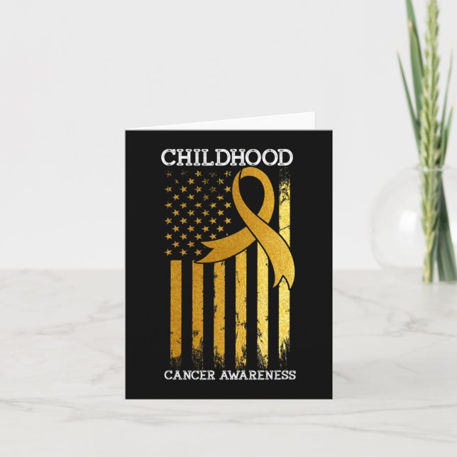 The Chilhood Cancer Awareness USA Flag Gold Ribbon Karte (Vorderseite)
