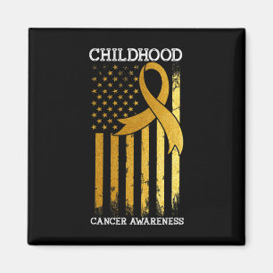 The Chilhood Cancer Awareness USA Flag Gold Ribbon Magnet