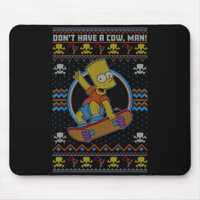 The Christmas Bart Don't Have A Cow Ugly Sweater  Mousepad (Vorne)