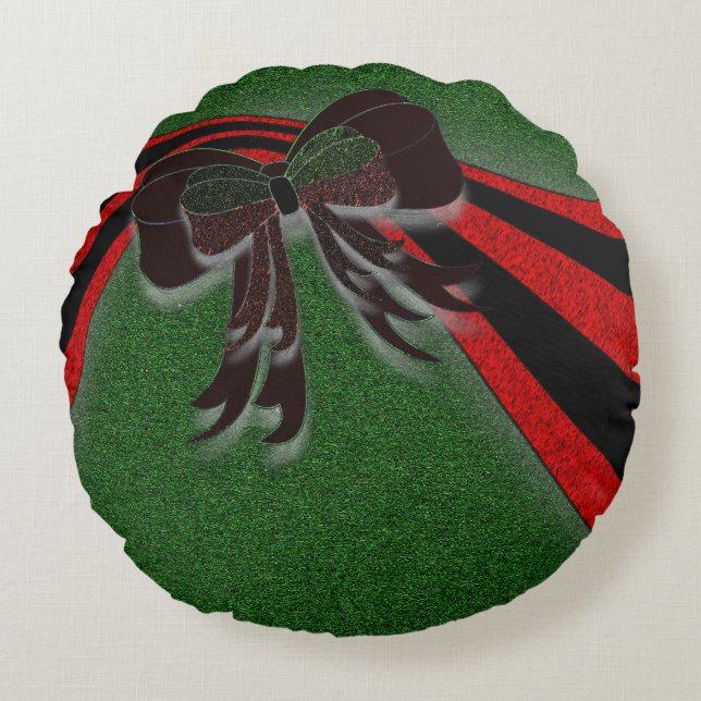The Christmas Bow - Rundes Kissen (Vorderseite)