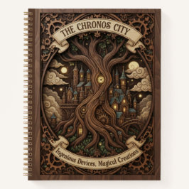 The Chronos City Steampunk Tree Wood Carved  Notizbuch