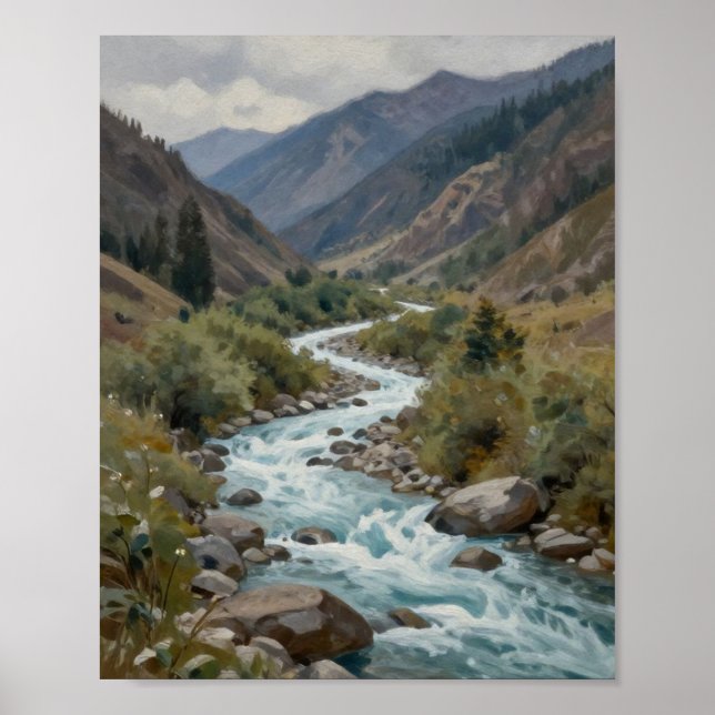 The Churning Current: A Glacial River Winding Poster (Vorne)