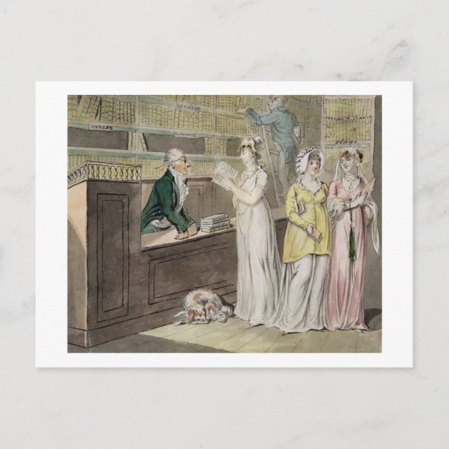 The Circululation Library (Pen, Tinte, w/c und w) Postkarte (Vorderseite)