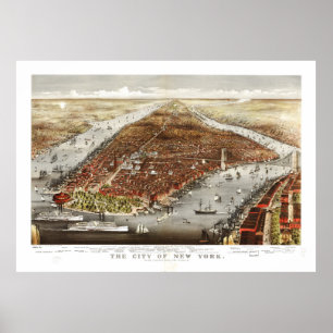 The City of New York by Currier and Ives (1876) Poster