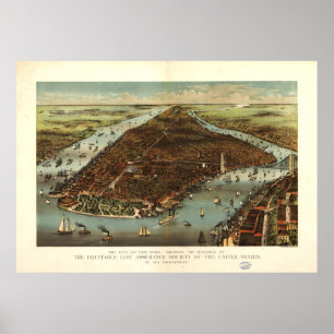 The City of New York by Currier and Ives (1883) Poster