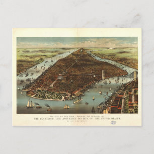 The City of New York by Currier and Ives (1883) Postkarte