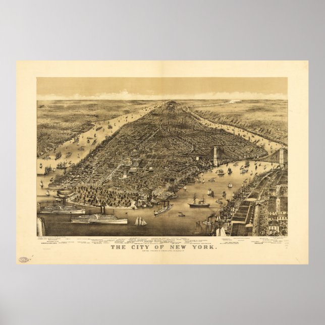 The City of New York by Currier & Ives (1886) Poster (Vorne)